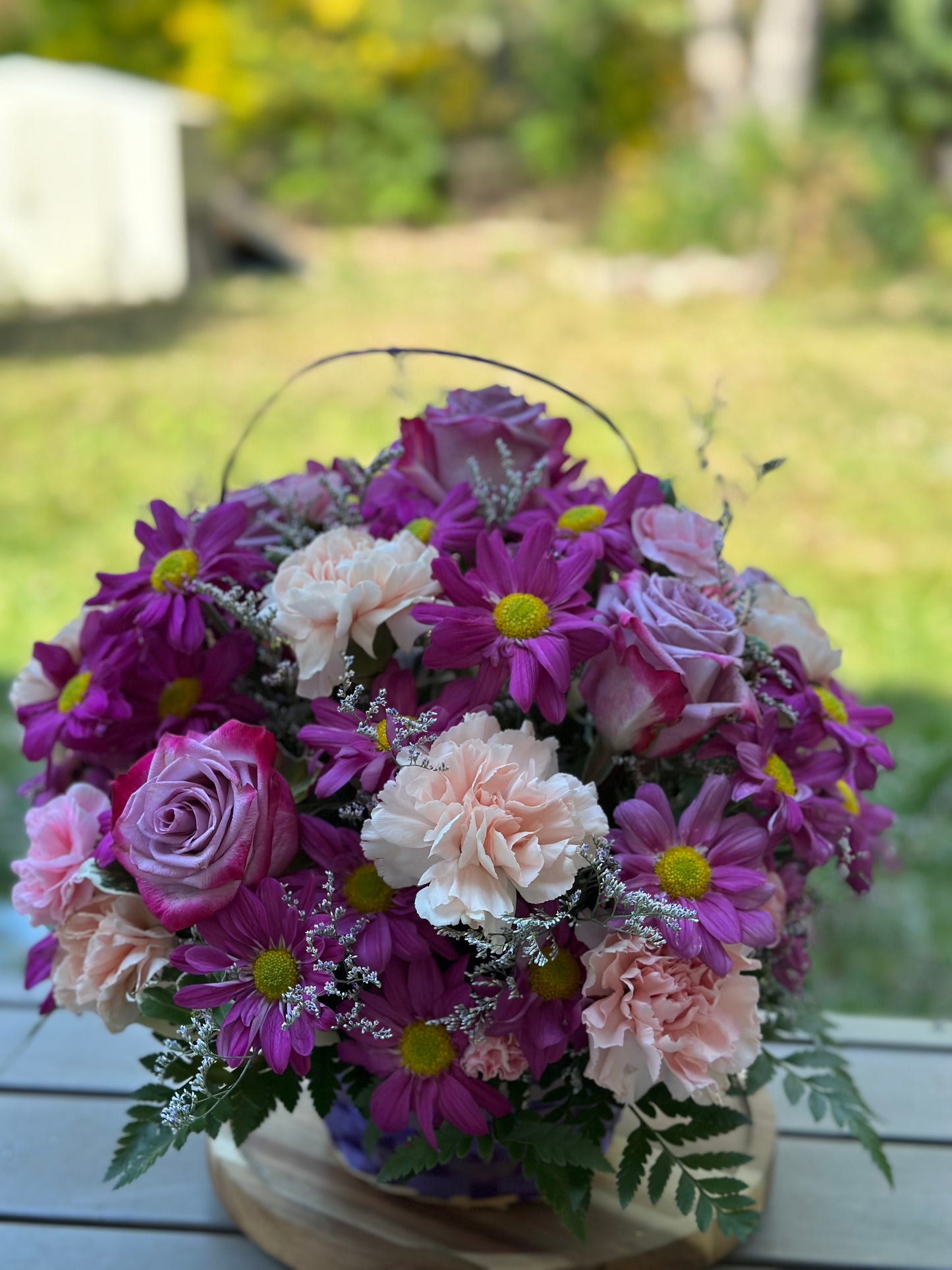 Purple Basket Bouquet