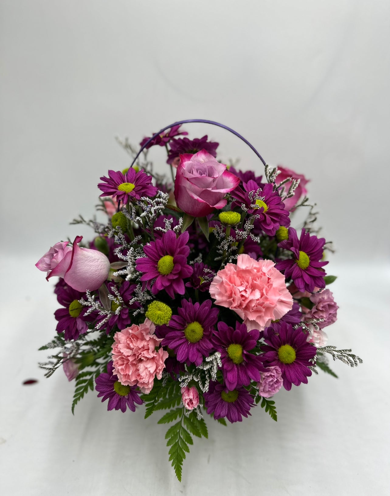 Purple Basket Bouquet