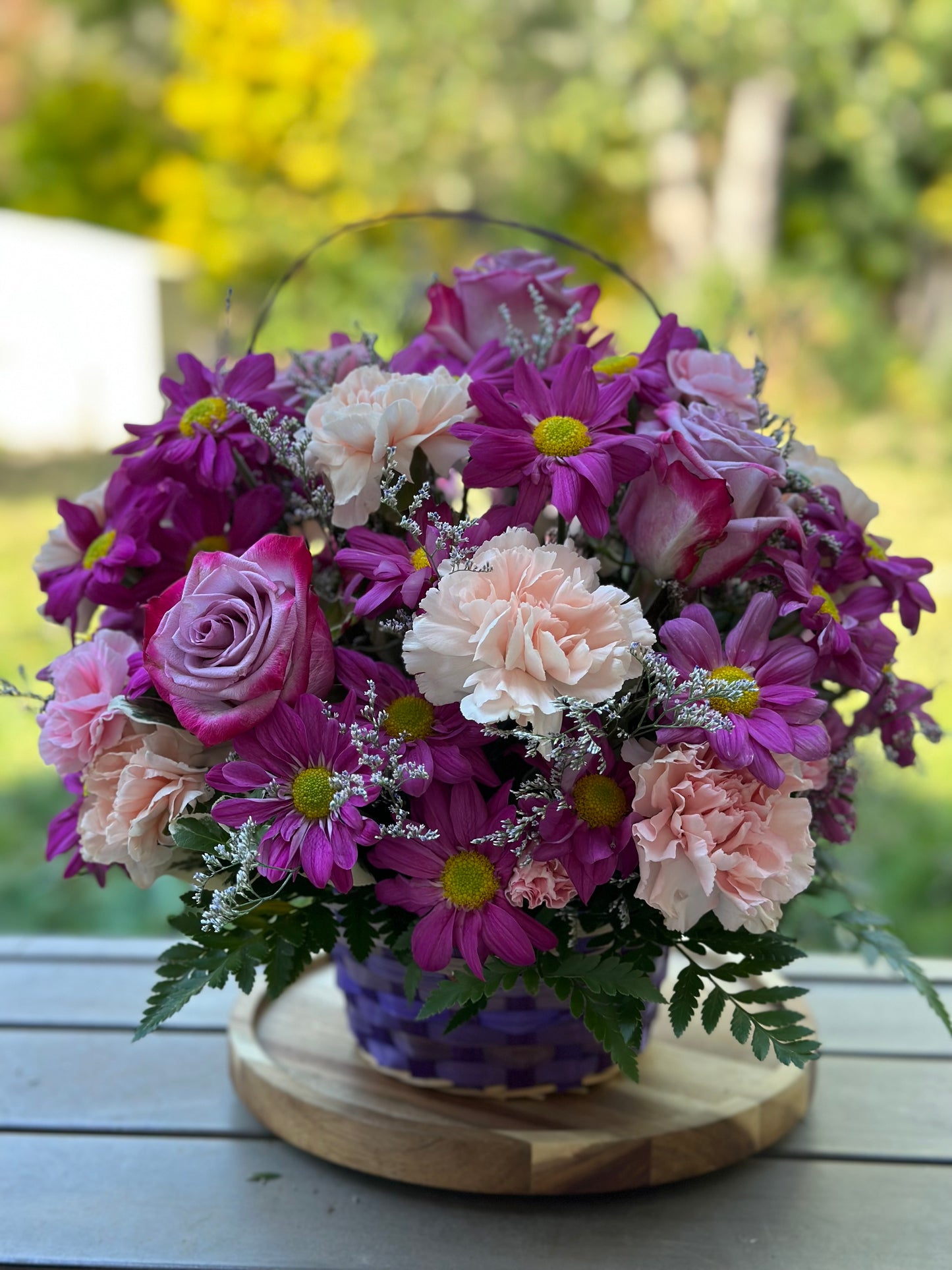 Purple Basket Bouquet